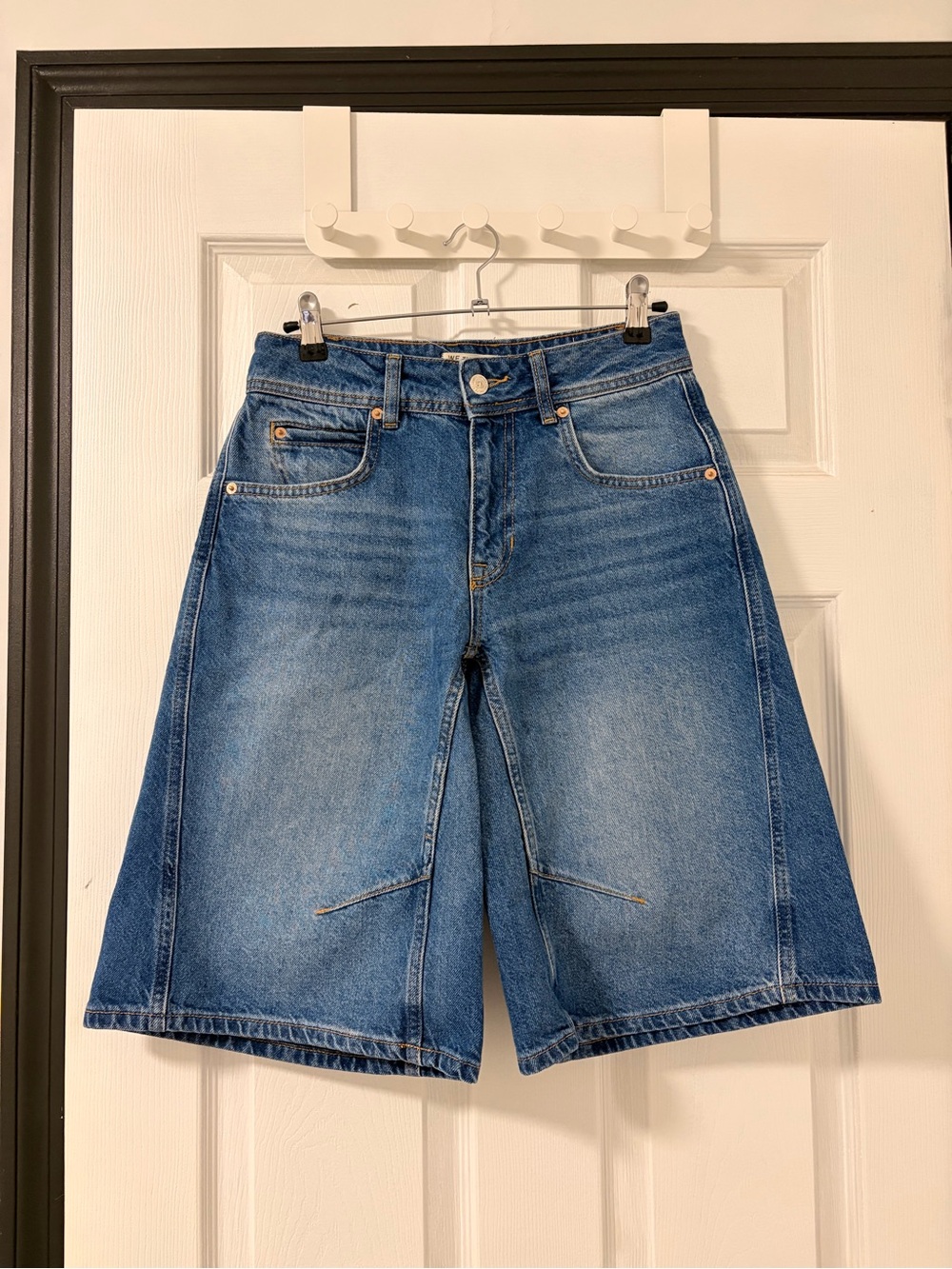 Free People Denim Bermuda Shorts in Blue size -24 length-22 inch, waist-29 inch